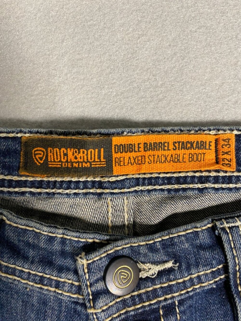 Rock & Roll Denim Mens Double Barrel Stackable Bootcut Jeans 32x34 Relaxed Cotto - Picture 3 of 8